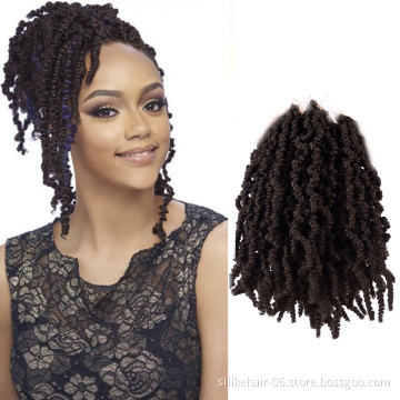 Hot Selling Brown 10inches Fluffy Short Curly Pre twisted Braids Spring Passion Twist Crochet Braiding Synthetic Hair Extensions